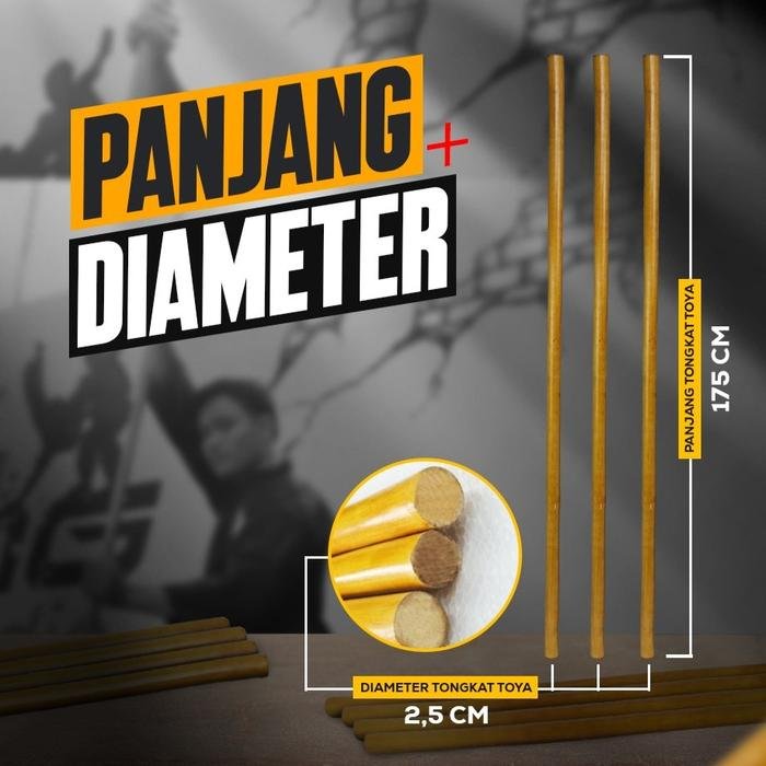 Toya Rotan Pencak Silat Tongkat Bela Diri 173cm - Practice - Gambar 3