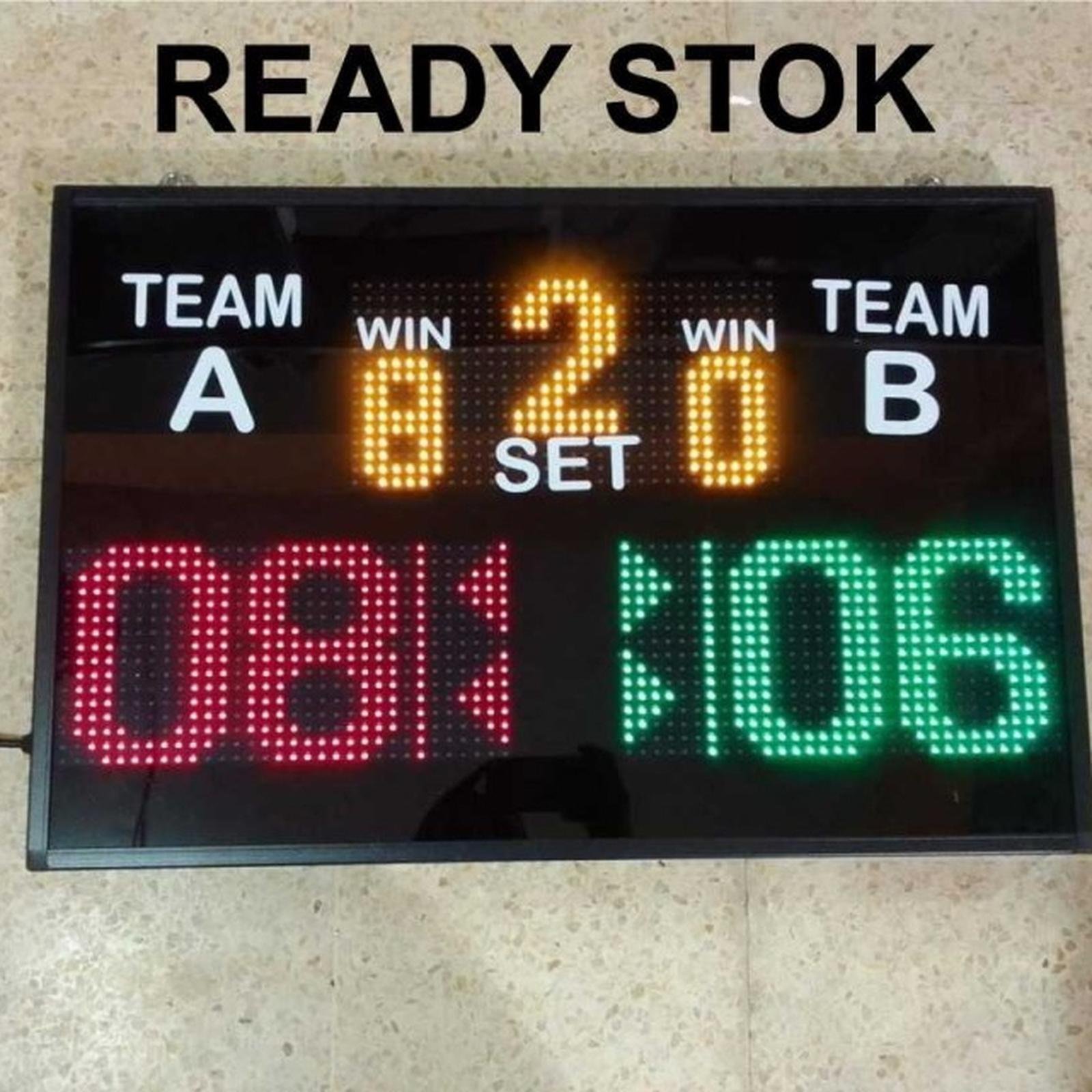 Score Board Badminton Tenis Meja Voli 70x50cm Papan Skor Digital - Remote TV_Listrik