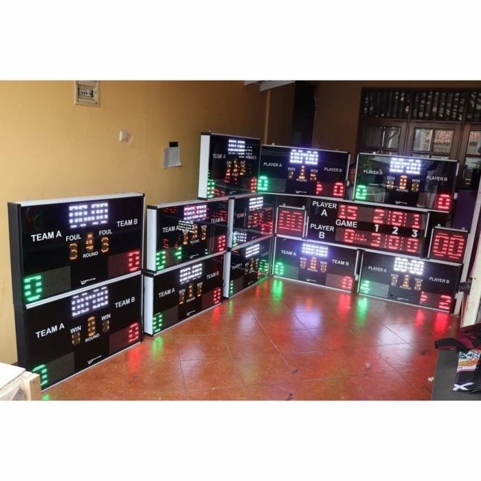 Score Board Badminton Tenis Meja Voli 70x50cm Papan Skor Digital - Remote TV_Listrik - Gambar 2