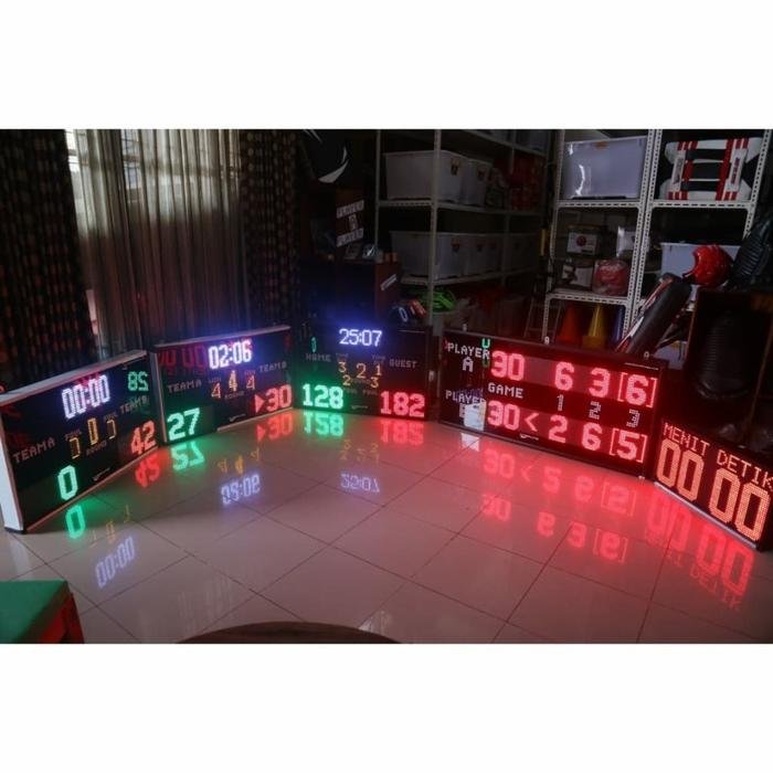 Score Board Badminton Tenis Meja Voli 70x50cm Papan Skor Digital - Remote TV_Listrik - Gambar 4