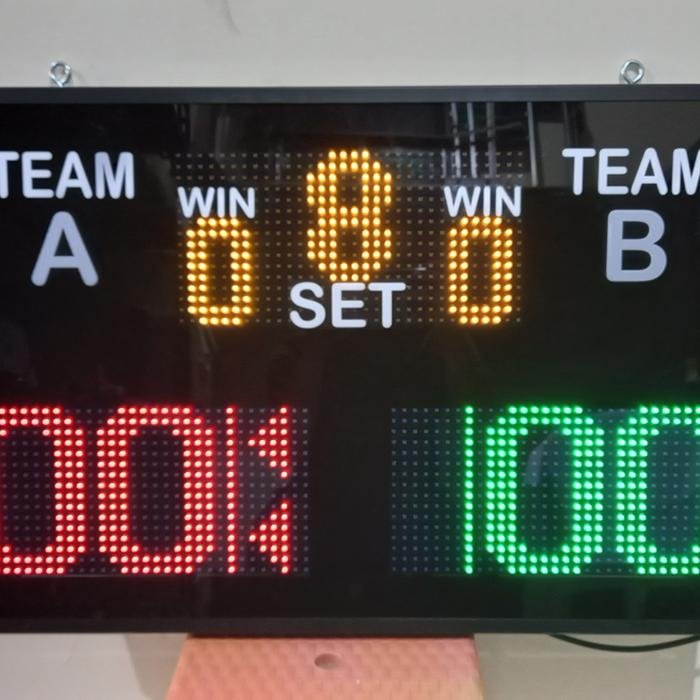 Score Board Badminton Tenis Meja Voli 70x50cm Papan Skor Digital - Remote TV_Listrik - Gambar 3