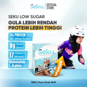 SEKU @Low Sugar Coklat Susu Whey Protein Penambah Berat Badan Anak 4-12 Tahun (Rendah Gula)