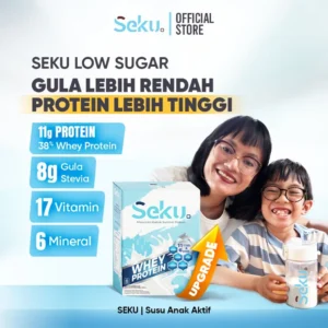 SEKU @Low Sugar Original Susu Whey Protein Penambah Berat Badan Anak 4-12 Tahun (Rendah Gula)